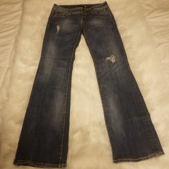VIGOSS SLIGHTLY DESTROYED BLUE JEANS SIZE - Picture 1 of 5